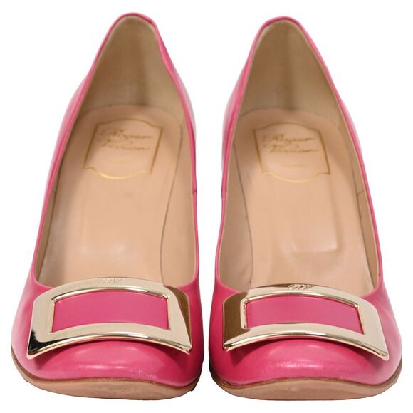 Roger Vivier Trompette Buckle Detail Pumps in Pink Calfskin Leather - Picture 3 of 10